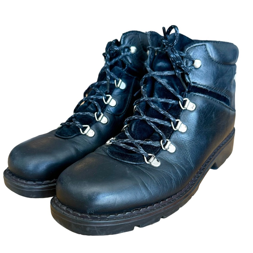 Sorel Black Leather Lace Up Soft Square Toe Boots Size 9
